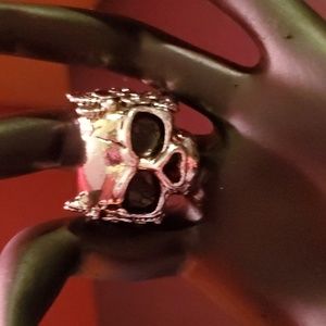 Gothic Skull and Flower Ring sz 9 Unisex